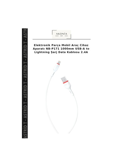Elektronik Parça Mobil Araç Cihaz Aparatı Nb-p171 1000mm Usb-a To Lightning Şarj Data Kablosu 2.4a