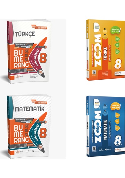 Günay Yayınları Güncel 8. Sınıf Türkçe Ve Matematik Bumerang Konu Anlatımlı Ve Zoom Soru Bankası