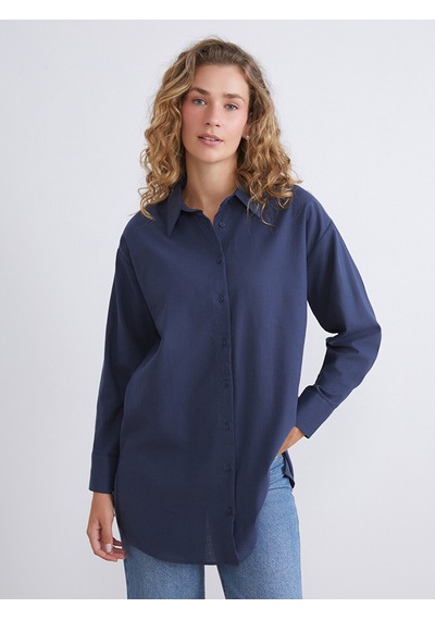 Lcw Modest Lacivert Loose Fit Kadın Gömlek Tunik