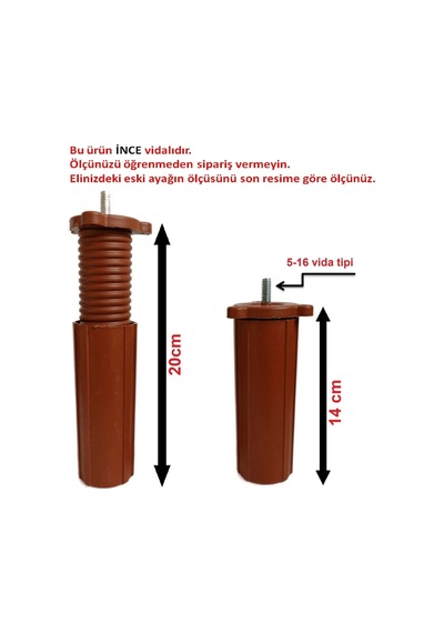 Mobilya Koltuk Kanepe Baza Destek Ayağı Siyah 9cm/14cm Yada 14cm/19cm 5/16 Vida Ölçüsüne Dikkat Kahverengi 14 Cm 19cm Kadar Uzar