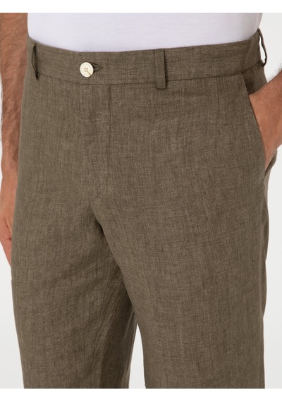 Cacharel Haki Slim Fit %100 Keten Klasik Pantolon Yesıl Cacharel Haki Slim Fit %100 Keten Klasik Pantolon Yesıl