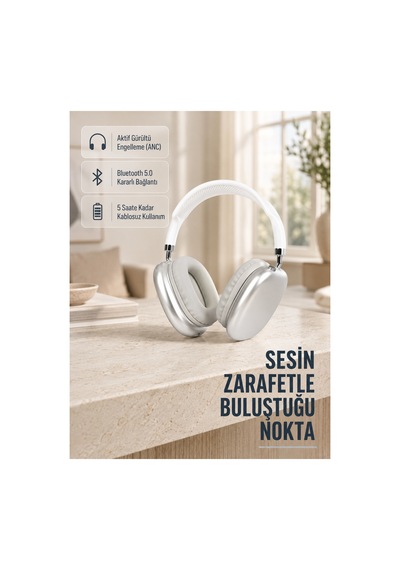 En Popüler Bluetooth 5.0 Kulak Üstü Kulaklık Uzamsal Ses, Gürültü Engelleme, Ergonomik Tasarım Uyg