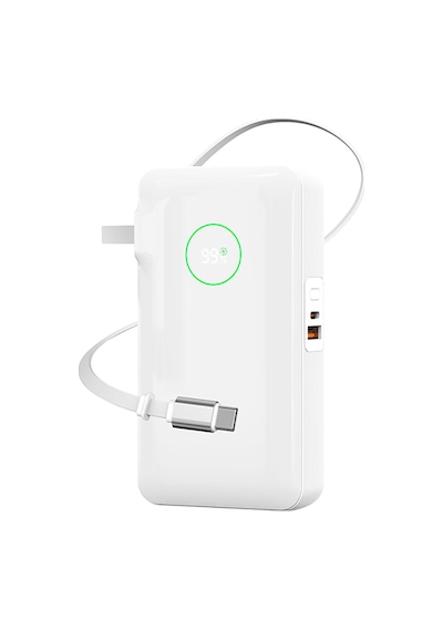 Wiwu Wi-p049 Noble Serisi Type-c Kablolu Dijital Led Göstergeli Powerbank Pd 35w 10000mah Beyaz