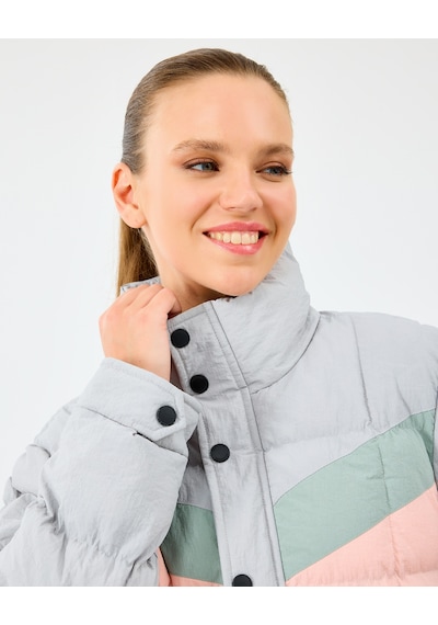 Skechers W Puffer Jacket Kadın Gri Mont S2520207-2568 Gri