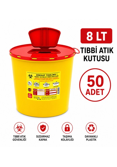 8 Lt Tıbbbi Atık Kutusu 50 Adet