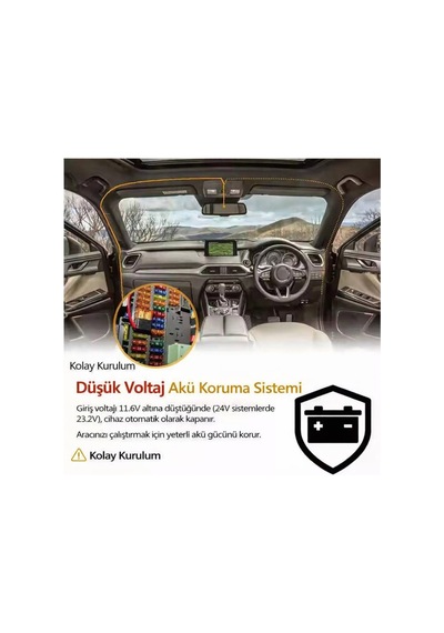 Araç Kamerası Park Modu Kablosu Hardwire Kit Usb Type-c 7/24 Park Kaydı Akü Sigorta Kablosu