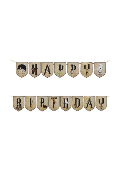 Harry Potter Temalı Happy Birthday Yazı Banner Doğum Günü Parti Süsü