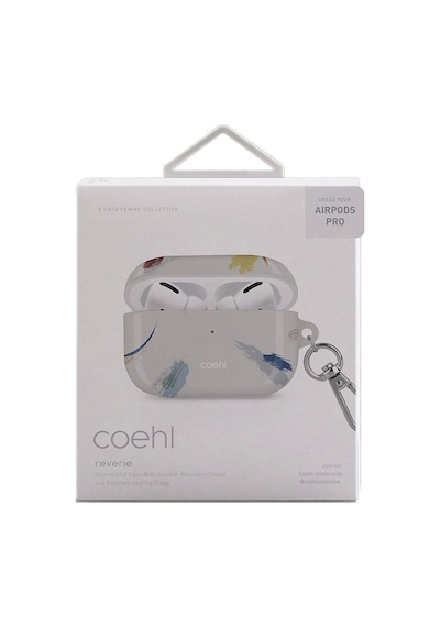 Apple Uyumlu AirPods Pro Kılıf Fırça Boya Desenli Coehl Reverie Kapak Gri