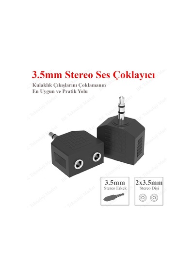 3.5Mm Stereo Kulaklık Ses Çoklayıcı Adaptör