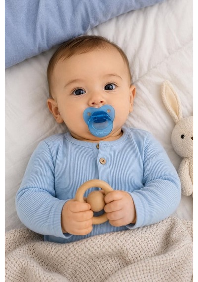 Wee Baby 2 Li Damaklı Silikon Emzik 0-6 Ay Erkek 24'li Paket