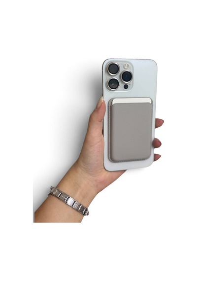 Teknohuby İphone 11 12 13 14 15 16 17 Plus Pro Max Kartlık Manyetik Deri Magsafe Cüzdan Arkası Kartlık Gri Gri