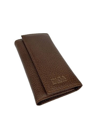 Hakiki Deri Organizer Dikey Anahtarlık Taba Bronz