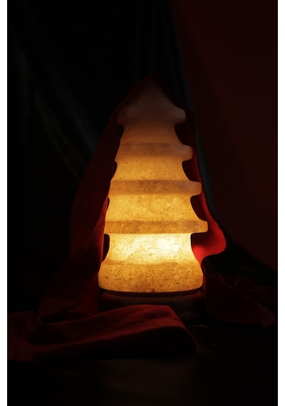 Doğal Çam Ağacı Tasarımlı Çankırı Kaya Tuzu Lambası Gece Lambası