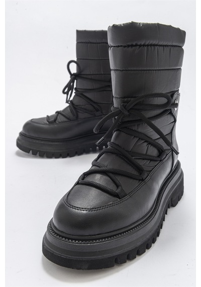 Luvishoes Weld Siyah Cilt Kadın Kar Botu Siyah