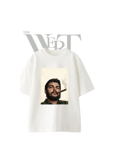 Thewert Che Guevara 2 Tasarım Baskılı Ünisex Beyaz Oversize T-shirt