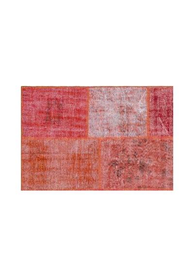 El Dokuması Patchwork Vintage Yün-pamuk Kırmızı Halı 26379 160 X 230 Cm