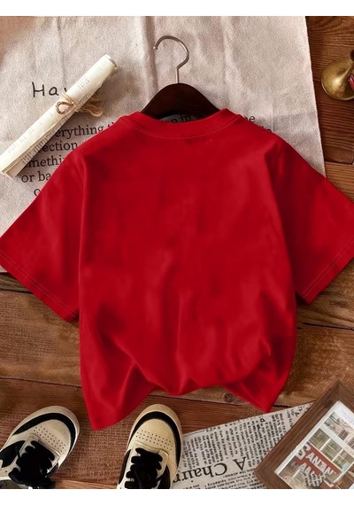 Sevimli Panda Grafikli İpli Cep Detaylı Kısa Kollu Oversize Unisex Bisiklet Yaka Tişört Kirmizi Sevimli Panda Grafikli İpli Cep Detaylı Kısa Kollu Oversize Unisex Bisiklet Yaka Tişört Kirmizi