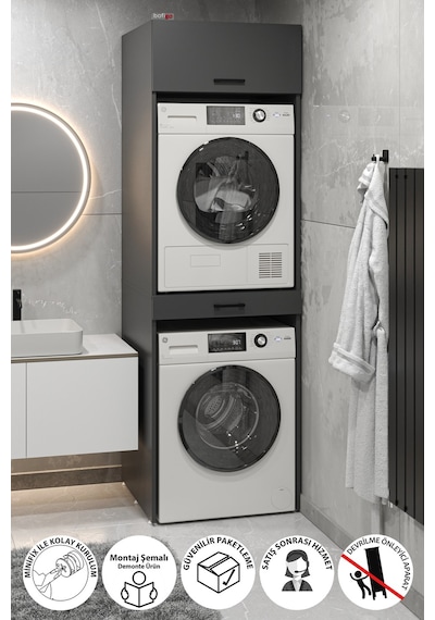 Bofigo Çamaşır Makinesi Dolabı Kurutma Makinesi Dolabı Banyo Dolabı Irmak Antrasit Bofigo Çamaşır Makinesi Dolabı Kurutma Makinesi Dolabı Banyo Dolabı Irmak Antrasit