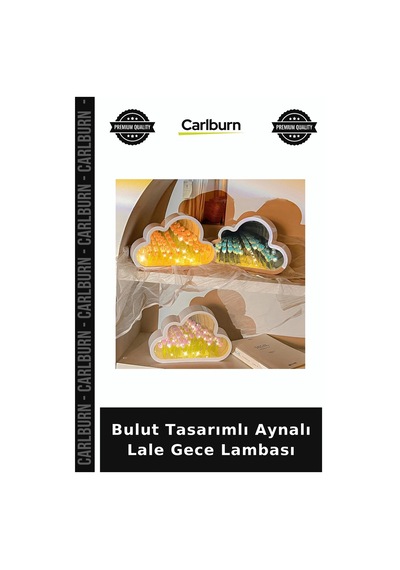 Bulut Tasarımlı Aynalı Lale Gece Lambası Çocuk Odası Işıklı Ayna Renkli Lamba