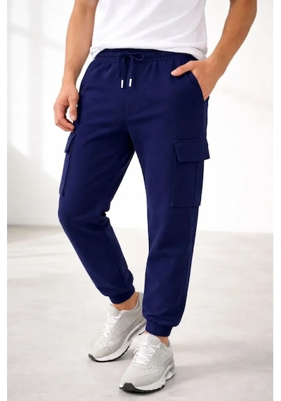 Oada Erkek Jogger Eşofman Altı Regular Fit , Kargo Cepli, Lastikli Paça, Günlük Spor Pantolon - Lacivert
