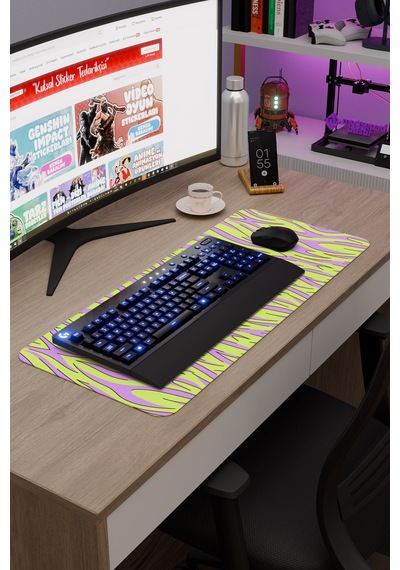 Zebra Kaymaz Dikişli Kauçuk Oyuncu Mousepad V3 - 70x30 Xl Gaming Mouse Pad Fare Altlığı
