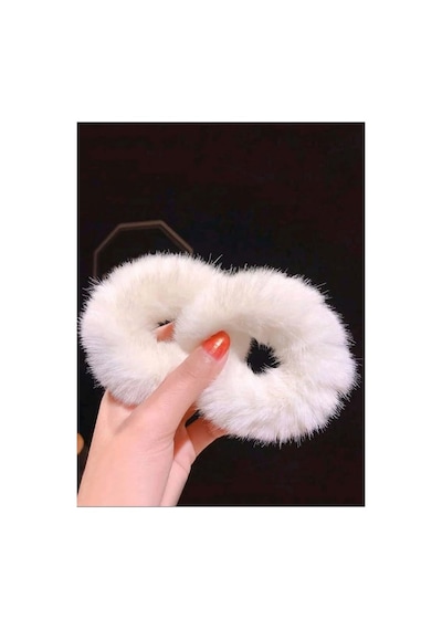Kadın 2'li Beyaz Peluş Lastik Toka Seti,kadın Çocuk Mandal Toka, Lastik Toka Seti, Toka Organizer, Toka, Kız Çocuk Toka, Toka