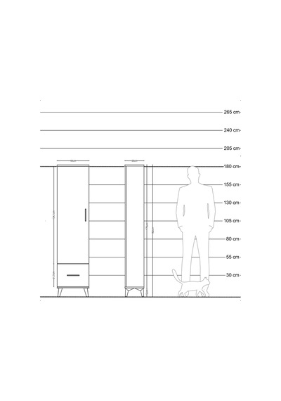 Arges Dolap 5 Raflı Tek Çekmeceli Tek Kapaklı 44x30x182 Antra... Antrasit