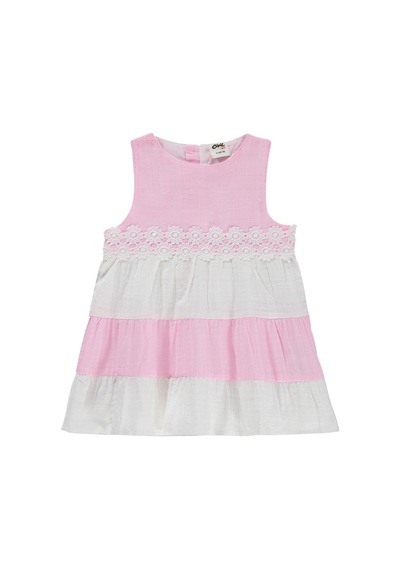 Civil Baby Renkli Roba Dantelli 6-18 Ay Elbise - Pembe