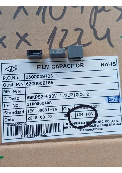 Mmkp82-630-123jp10c3.2 12nf 630v Xıamen Polyester Kondansatör 25 Adet