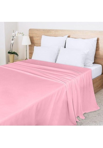 Battal Boy Düz Çarşaf Pamuklu Kumaş Lastiksiz Çarşaf 240x260 Pembe