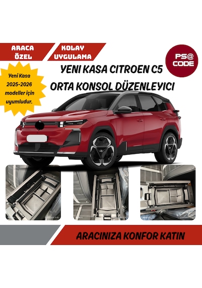 Yeni Kasa Citroen C5 Aircross 2025 Ve Üzeri Orta Konsol Kolçak, Saklama Kutusu, Kolçak Düzenleyici