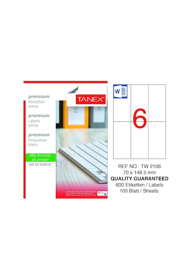 Tanex Tw-2106 70x148,5mm 100 Lü Lazer Etiketi