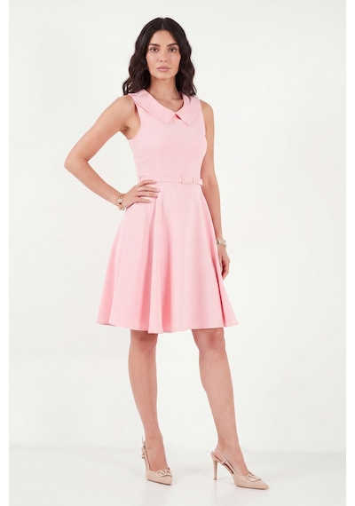 Lela A Kesim Regular Fit Yaka Ve Kemer Detaylı Mini Davet Ve Mezuniyet Elbise Bayan Elbise 6525740 Şeker Pembe Şeker Pembesi