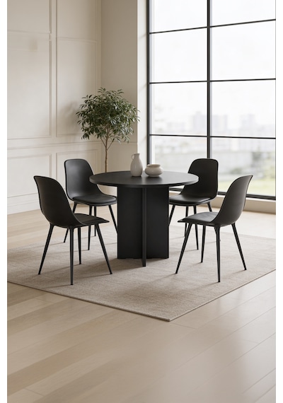 Harmony Sora Oval Masa 90x75x90 Cm Siyah Sadece Masa - Modern Tasarım