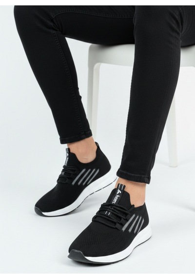 Homiro Bağcıklı Triko Unisex Spor Ayakkabı-siyah Beyaz SİYAH-BEYAZ