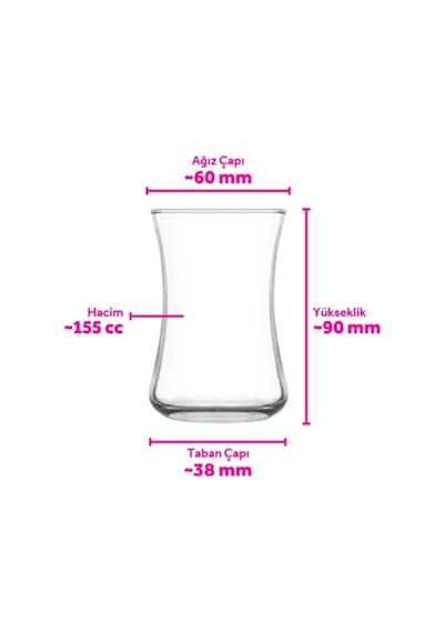 Lav Duru Cam Çay Bardağı 6 Kişilik 155 ml