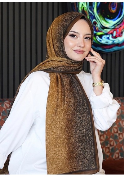 Afvente Paisley Desen Bronz Kahve Pamuk Şal Diğer