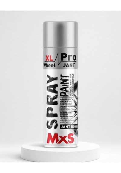 Mxs Xl Pro Gümüş Jant Boyası 500 Ml Metalik Gümüş Akrilik Sprey Boya Siyah