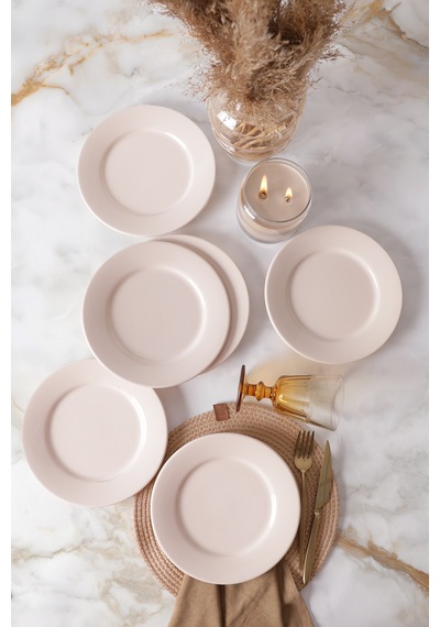 Keramika Krem Linda Pasta Tabağı 21 Cm 6 Adet 030 Krem