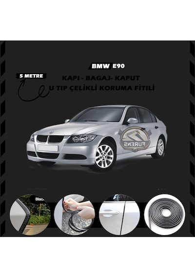 Bmw E90 Oto Araç Kapı Koruma Fitili 5metre Parlak Siyah Renk