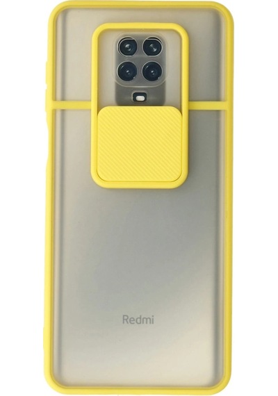 Xiaomi Redmi Note 9 Pro Kılıf Palm Buzlu Kamera Sürgülü Silikon - Sarı Düz Renkli