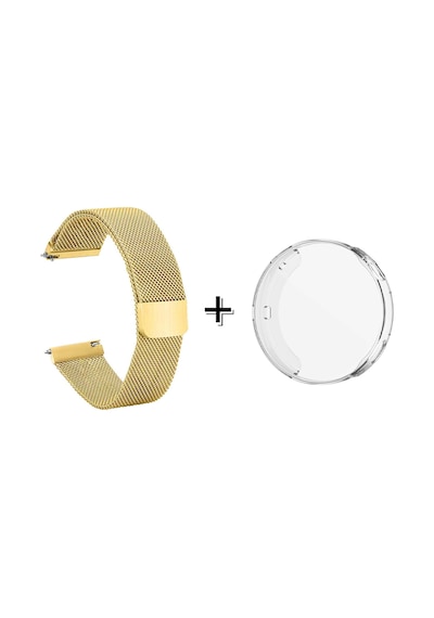 Forzacase Huawei Watch Gt4 41mm Metal Mıknatıslı Kordon Kayış + Ekran Korumalı Silikon Kılıf - Fc356 Gold