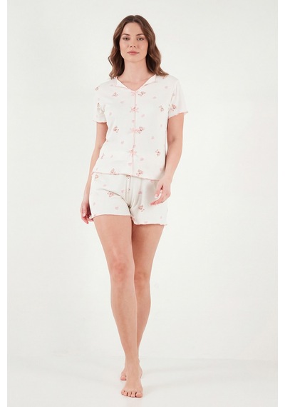 Lela Bayan Pijama Takımı 65770837 Beyaz-pembe