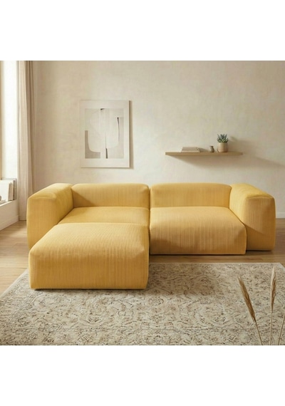 Relax Köşe Koltuk Takımı Sünger Koltuk Kanepe Divan Hardal