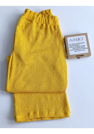 Asist Secret Magiç Asm1328 Kadın Sarı Cepli Beli Lastikli Pantolon