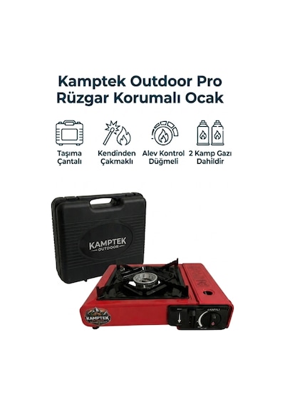 Kamptek Outdoor Pro Rüzgar Korumalı Kendinden Çakmaklı Taşınabilir Kamp Ocağı + 2 Adet Kamp Gazı Kamp Mutfağı Taşıma Çantalı Kırmızı Kamptek Outdoor Pro Rüzgar Korumalı Kendinden Çakmaklı Taşınabilir Kamp Ocağı + 2 Adet Kamp Gazı Kamp Mutfağı Taşıma Çantalı Kırmızı