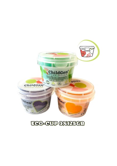 Doğal Oyun Hamuru - Eco Cup- 3'lü Ara Renkler Mor - Yeşil - Turuncu 3x125gr