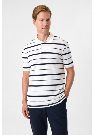 Back And Bond Regular Fit Düğmeli Polo Yaka Tişört Beyaz