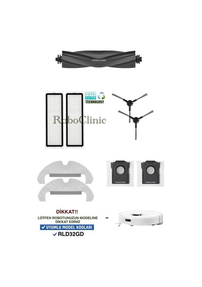 Dreame D10 Plus Gen 2 Rld32gd Robot Süpürge Uyumlu Yedek Toz Torba, Fırça, Filtre, Mop 11 Parça