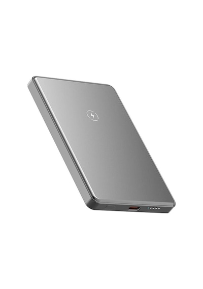 Uk Apple Uyumlu iPhone 11 Pro Max  Magsafe 5000mah Ultra İnce Powerbank Kablosuz Hızlı Şarj-titanyum Gri Titanyum